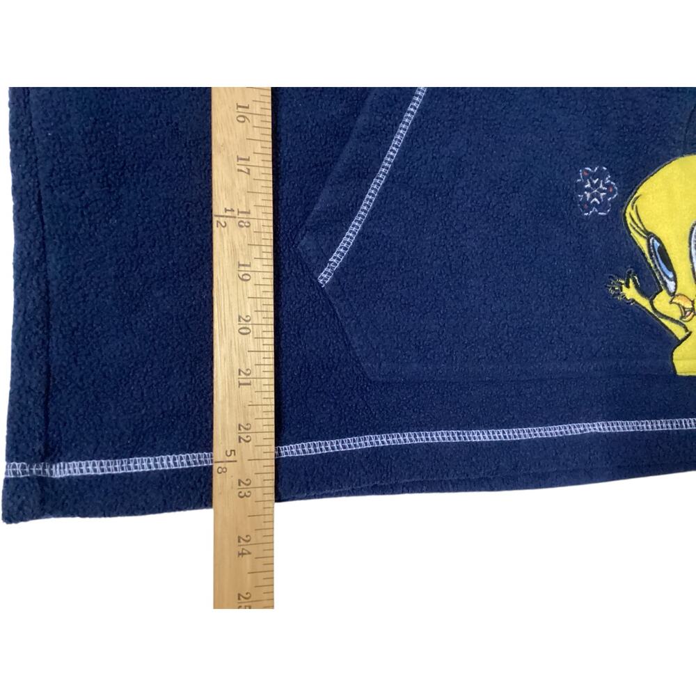 Vintage Looney Tunes Tweety Bird Warner Bros pullover fleece hoodie size L navy - Picture 4 of 7